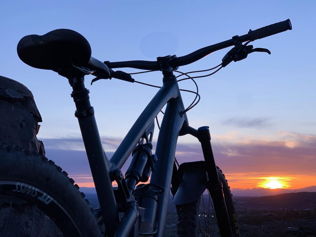 Sunset with mountain bike, Blackford Hill, Edinburgh